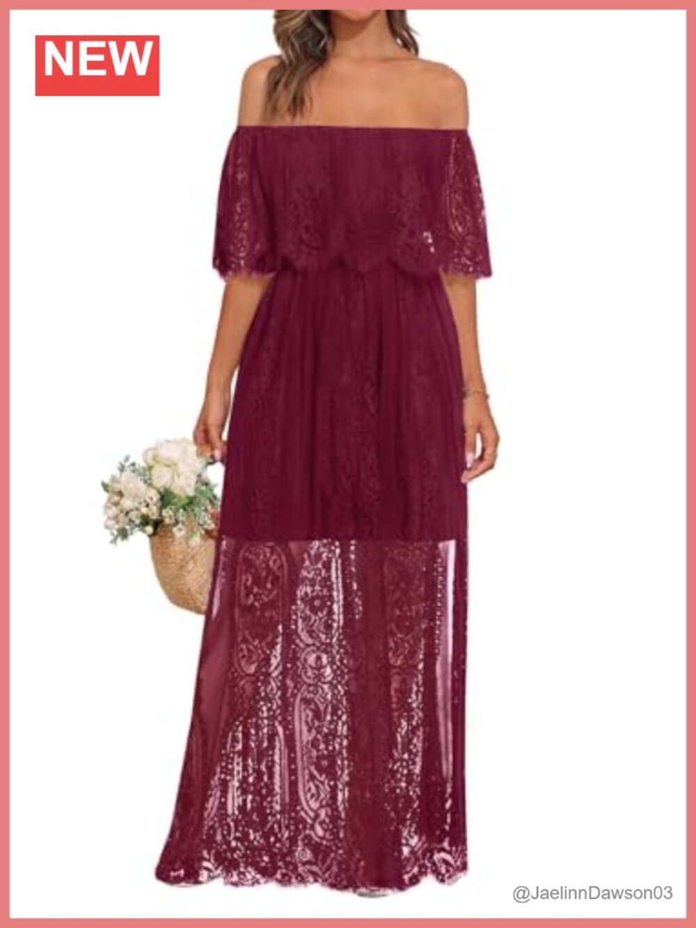 Off Shoulder Lace Maxi Dress Boho Wedding Guest Beach Formal